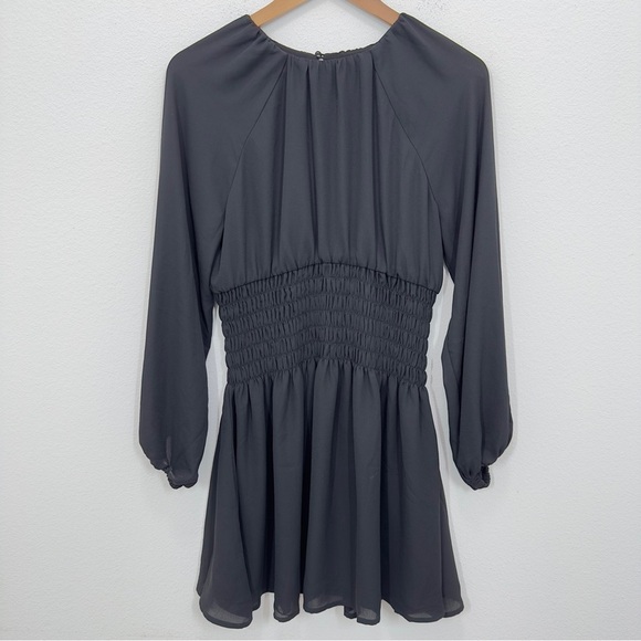 Madewell Size Small Black Bubble-Sleeve Smocked Mini Dress LBD Fall Wedding NWT - Picture 2 of 9